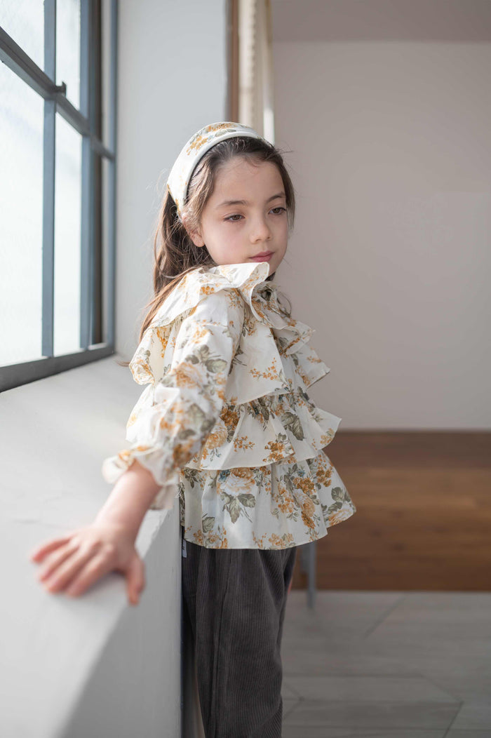 Frilly Ribbon Blouse  ( Vintage Yellow )